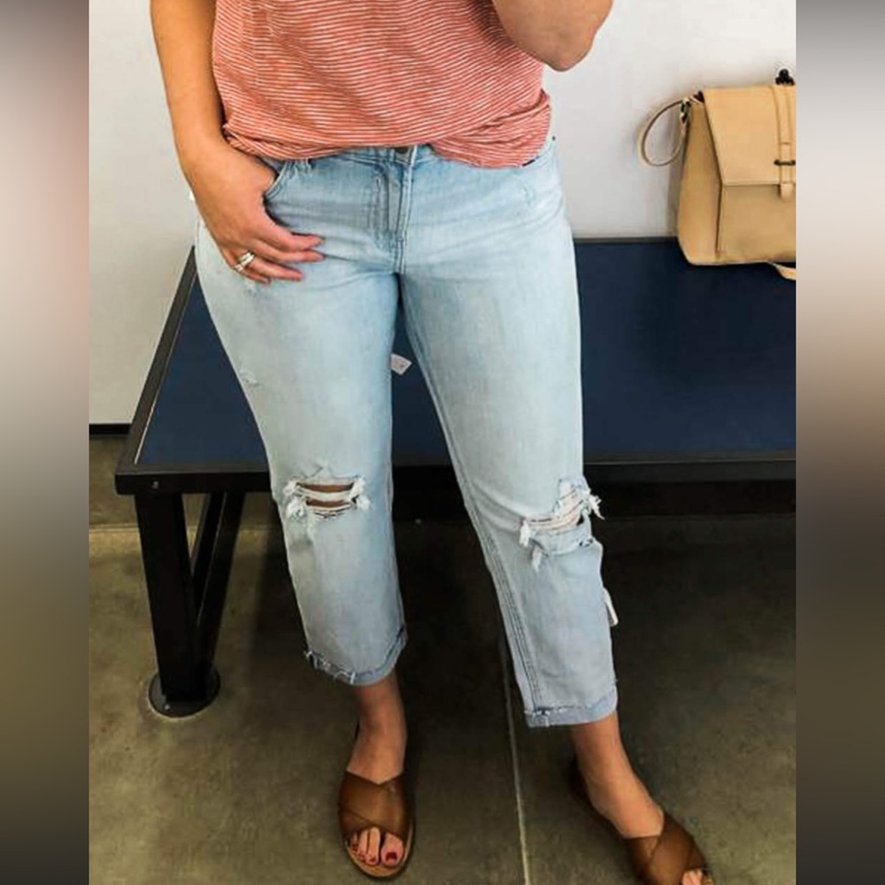 Old Navy Distressed Raw Hem Boyfriend Jeans